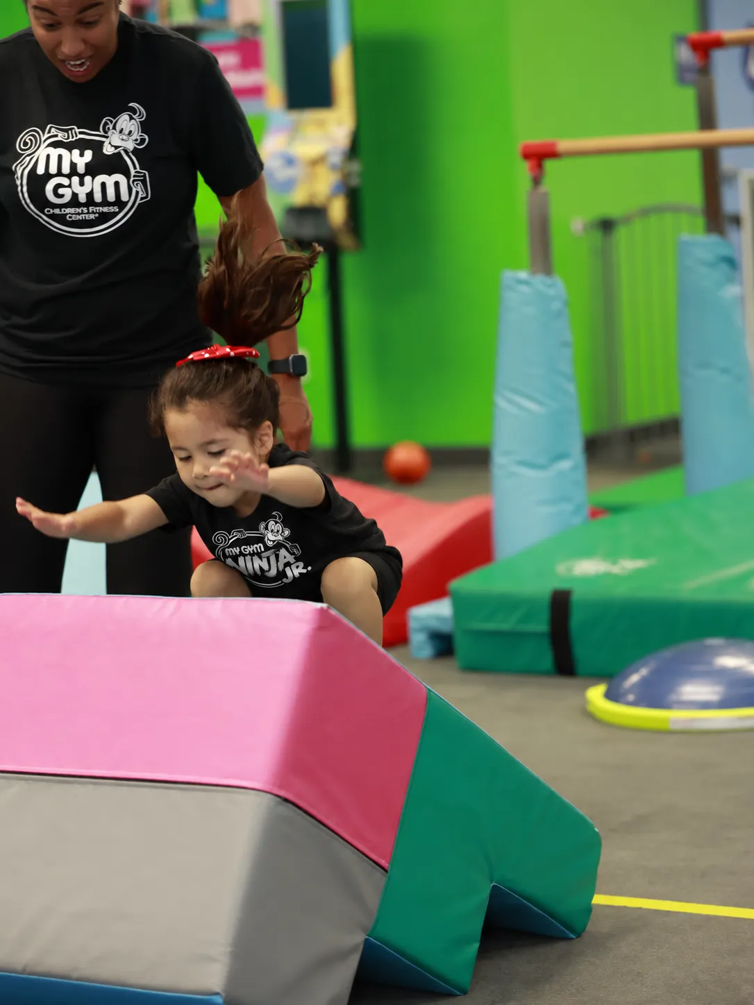 Kids taking on the obstacle course at My Gym Ninja Jr., Great World