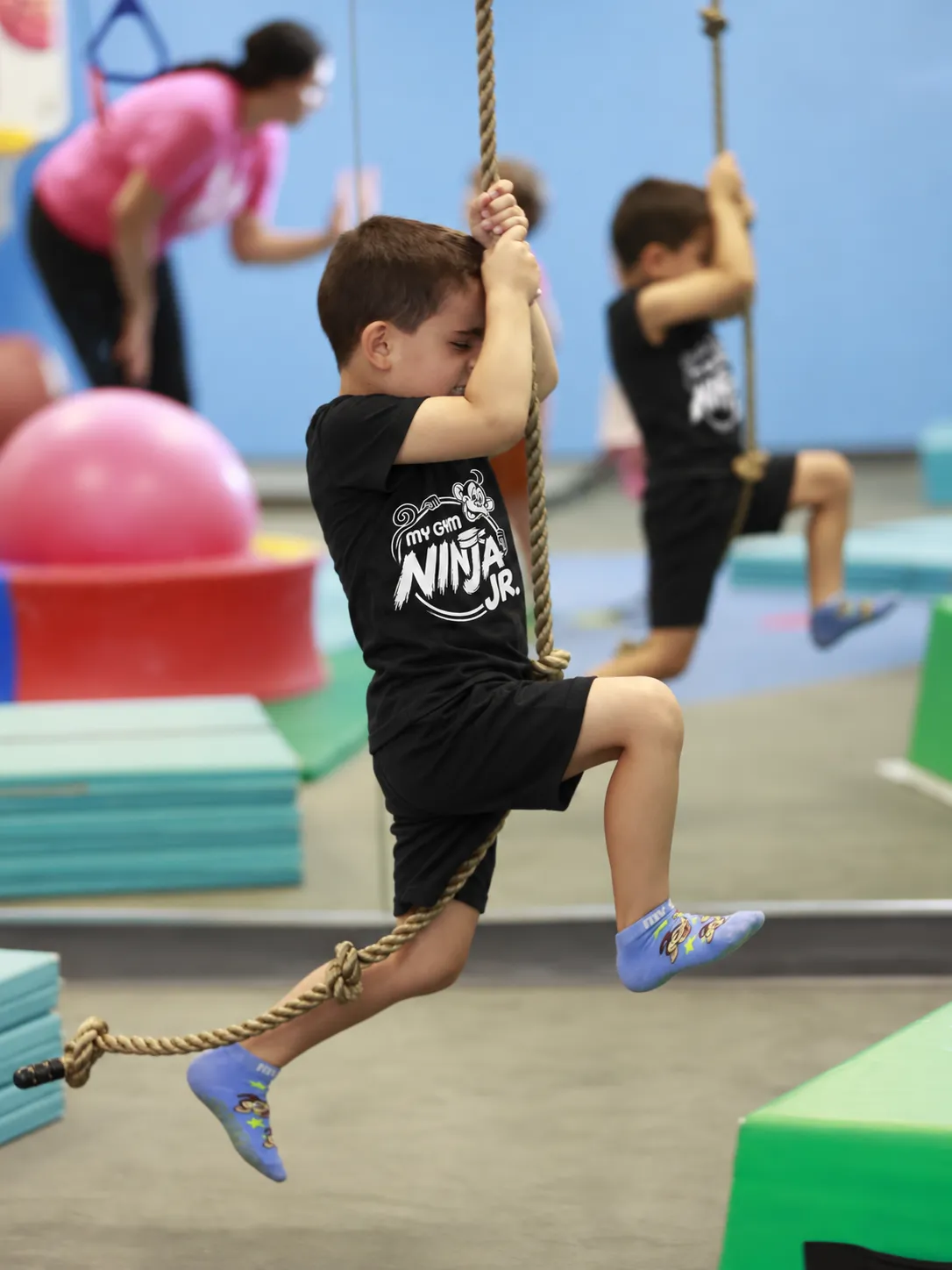 Kids taking on the obstacle course at My Gym Ninja Jr., Great World