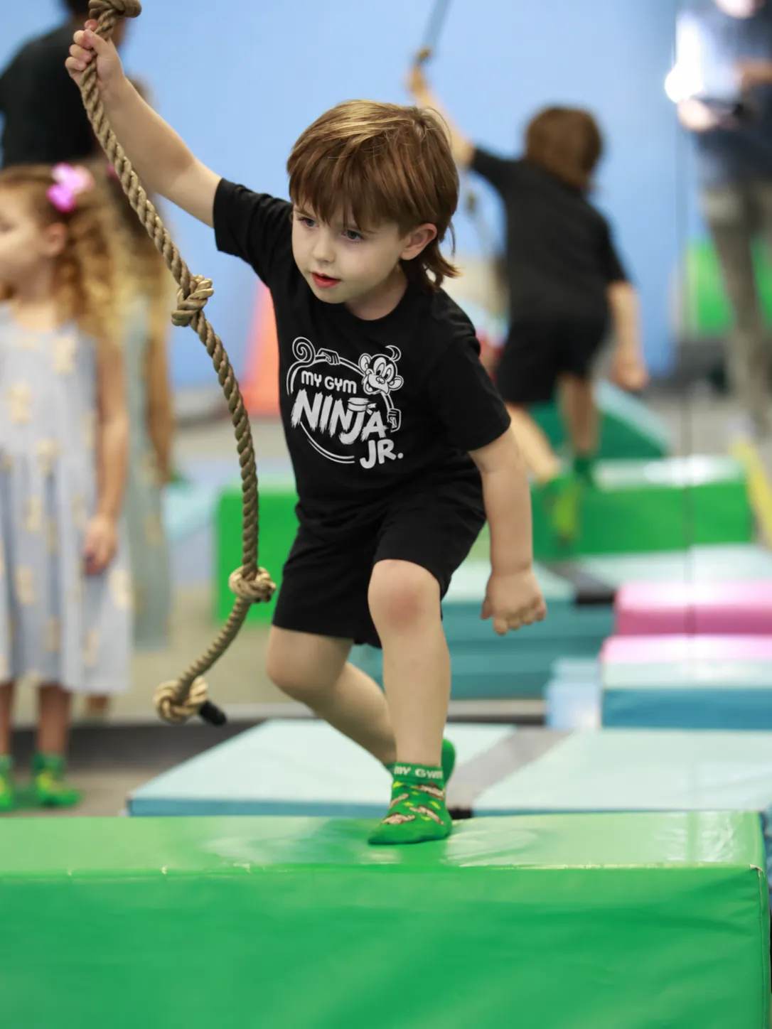 Kids taking on the obstacle course at My Gym Ninja Jr., Great World