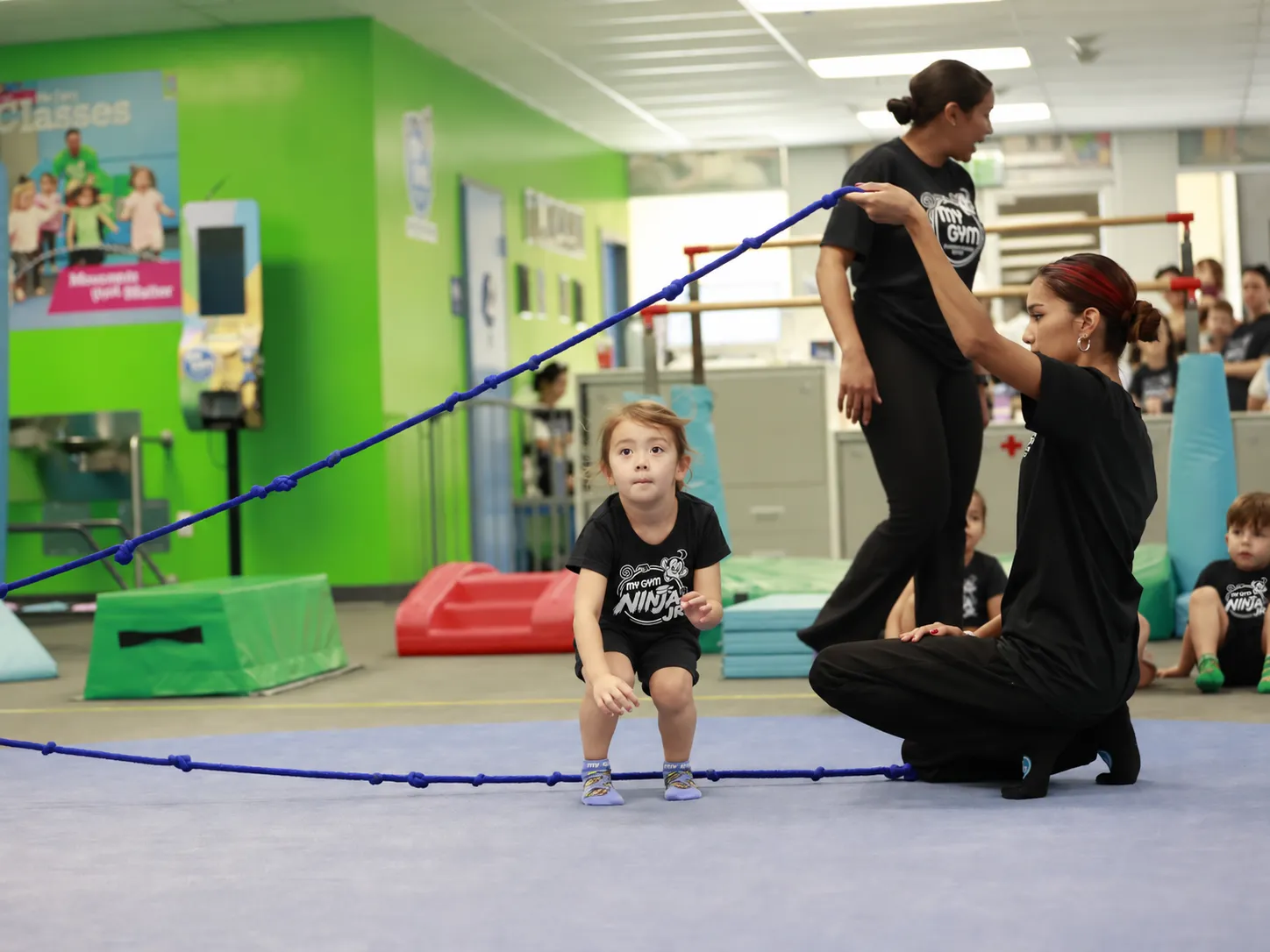 Kids taking on the obstacle course at My Gym Ninja Jr., Great World