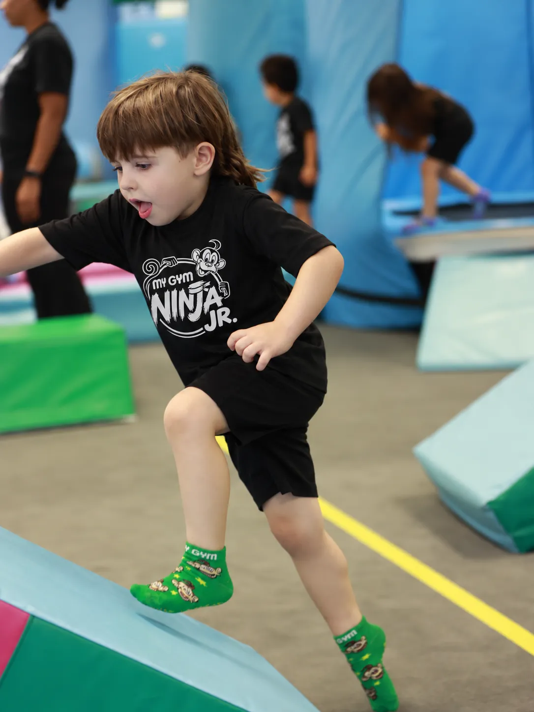 Kids taking on the obstacle course at My Gym Ninja Jr., Great World
