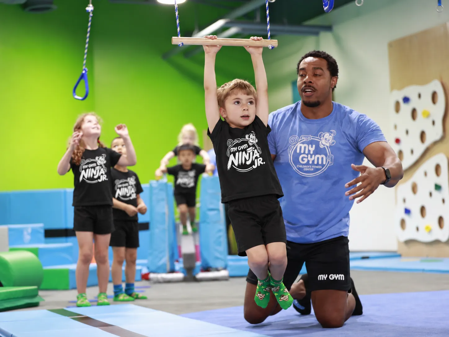 Kids taking on the obstacle course at My Gym Ninja Jr., Great World