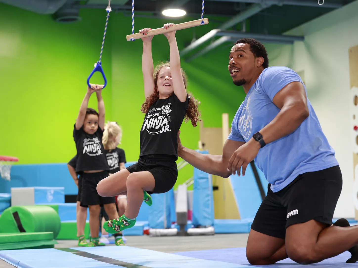 Kids taking on the obstacle course at My Gym Ninja Jr., Great World