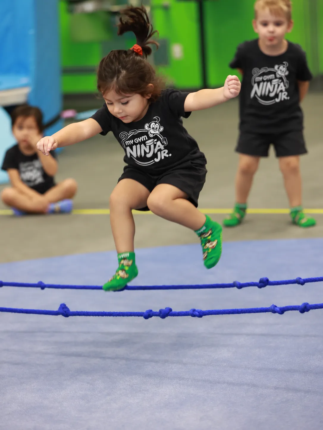 Kids taking on the obstacle course at My Gym Ninja Jr., Great World